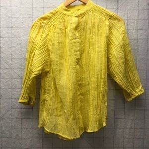Vintage Fritzi yellow sheer blouse button up